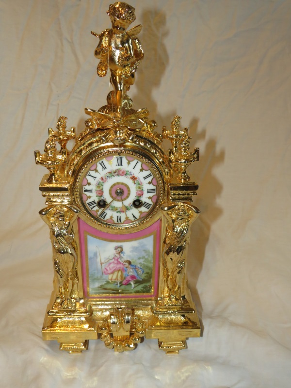 Ormolu clock gilded after restoration